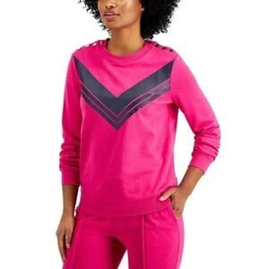 Charter Club Chevron Button-Shoulder Top, Pink Tutu, XL